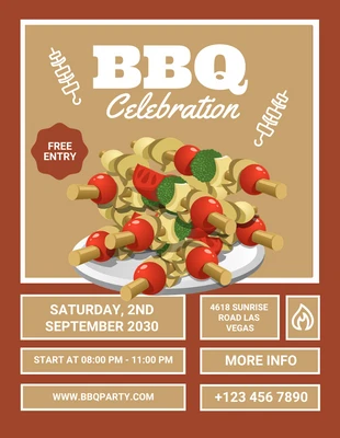 Free  Template: Brown Modern Illustration BBQ Celebration Flyer
