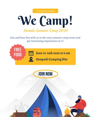 Free  Template: Folheto branco minimalista para acampamento de verão