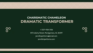 Dark Green And Light Brown Simple Actor Business Card - Seite 2