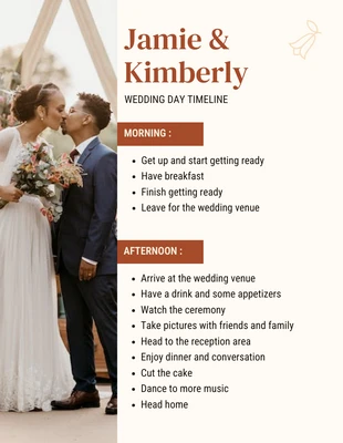 Free  Template: Modèle de chronologie du jour du mariage esthétique simple crème