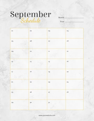 Free  Template: Modelo de pôster de calendário de setembro em mármore