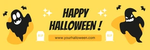 Free  Template: Banner de Halloween Fantasma Amarelo Simples e Brincalhão