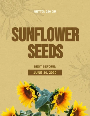 premium  Template: Gelbes, klassisches Textur-Sonnenblumen-Samen-Aufbewahrungsetikett