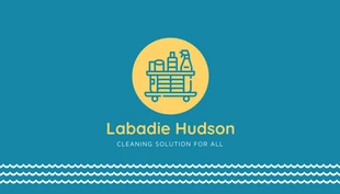 Free  Template: Blue And Yellow Professional Cleaning Business Card