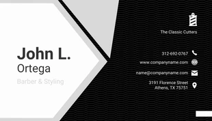 Free  Template: Black and white simple Business Card Barber Shop