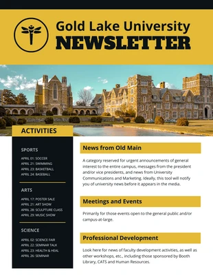 business  Template: Gold University Newsletter