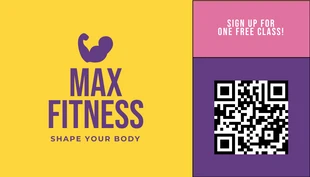 Free  Template: بطاقة عمل للياقة البدنية مرحة باللونين الأصفر والوردي والأرجواني