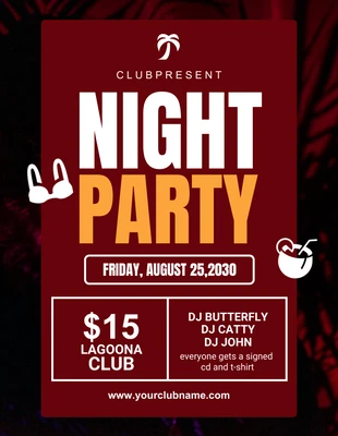 Free  Template: Rojo y negro Moderno Night Club Party Flyer