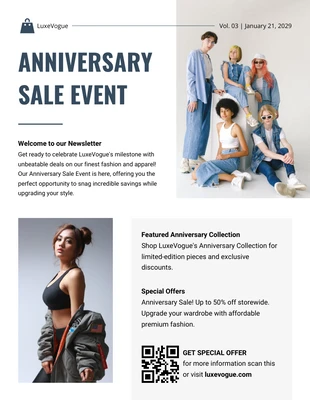 business  Template: Anniversary Sale Event Newsletter