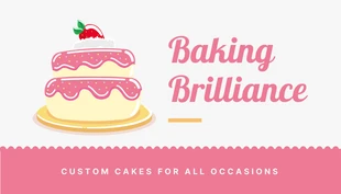 Free  Template: Biglietto da visita per torta con illustrazione minimalista grigio chiaro e rosa