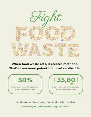 Free  Template: Beigefarbenes minimalistisches Poster zur sauberen Bekämpfung von Lebensmittelverschwendung