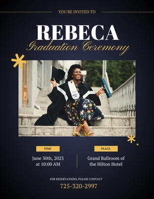 Free  Template: Luxury Dark Blue Graduation Ceremony Poster