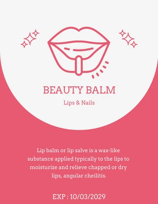 Free  Template: Hellgraues und rosa einfaches Lippenbalsam-Etikett