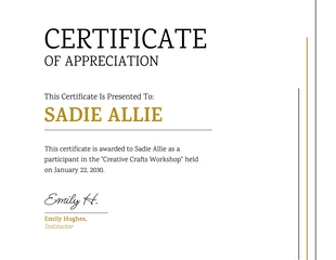 Free  Template: Minimalist Gold Accent Simple Certificate
