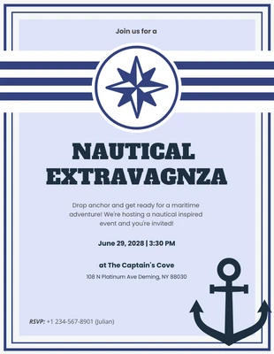 Free  Template: Navy Blue Clean Nautical Invitation