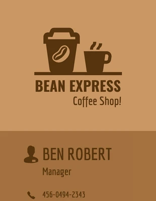 Free  Template: Carte de visite d'un café brun