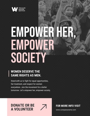 Free  Template: ملصق حق المرأة باللون الأسود والوردي الناعم