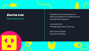 Neon Cyan Pink Yellow Business Card Electrician - Página 2