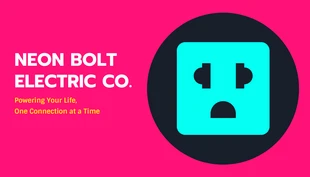 Free  Template: Neon Cyan Pink Yellow Business Card Electrician