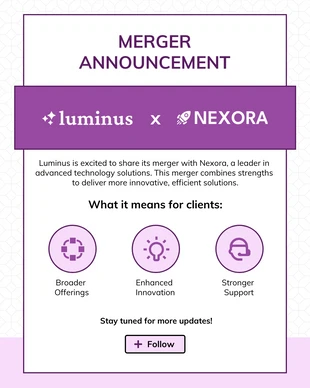 Free  Template: Merger Announcement LinkedIn Social Media Template