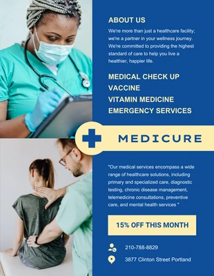 business  Template: Médecine minimaliste bleue et jaune Poster
