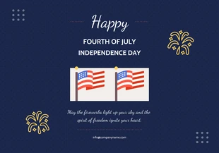 Free  Template: Tarjeta azul oscuro del 4 de julio, Día de la Independencia de los Estados Unidos