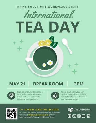 premium  Template: Poster de férias do Dia Internacional de Degustação de Chá no Local de Trabalho