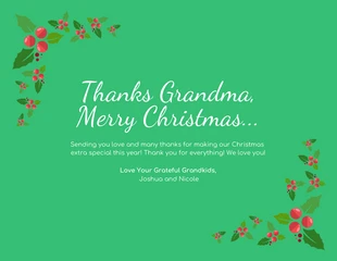 Free  Template: Christmas Holly Thank You Card