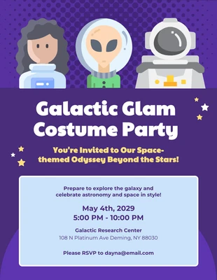 premium  Template: Purple Cosmic Costume Party Invitation