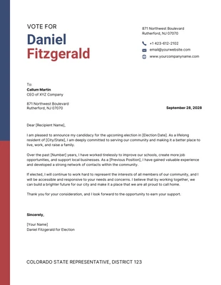 Free  Template: Blue and Red Minimalist Election Campaign Letterhead