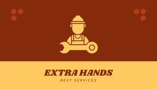Free  Template: Cartão De Visita Serviços de Handyman de ilustração simples marrom e amarelo