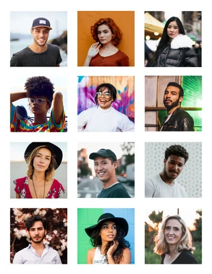 Free  Template: Portraits Grid Photo Collage (Colagem de fotos em grade de retratos)