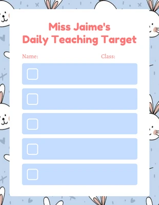 Free  Template: Baby Blue Cute Illustration Daily Teaching Target Schedule Template