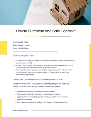 business  Template: Yellow and White Purchase and Sale Agreement Contracts