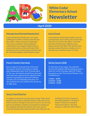 Primary Color Elementary School Newsletter