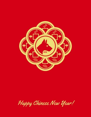 Free  Template: Cartão de feliz ano novo chinês