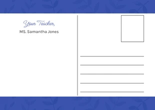 Blue Aesthetic Pattern Teacher Thank You Postcard - Página 2