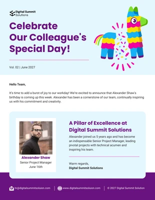 Free  Template: E-Mail-Newsletter zur besonderen Geburtstagsfeier