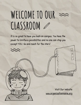 Free  Template: Poster Boas-vindas da sala de aula com ilustração de textura clássica bege