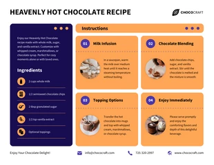 business  Template: Infografica sulla ricetta della cioccolata calda celeste