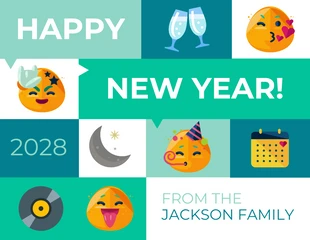 business  Template: Tarjeta Emoji de Año Nuevo