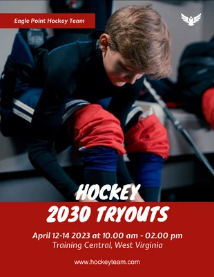 Free  Template: Rotes minimalistisches Hockey Tryouts Flyer