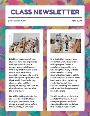 Colorful Simple School Class Newsletter