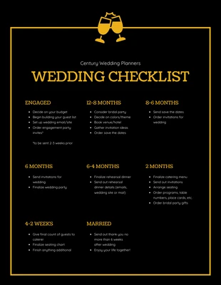 Black Gold Wedding Checklist