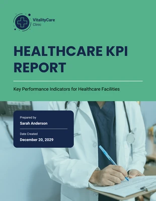 business  Template: Rapport KPI sur les soins de santé modernes vert et bleu marine