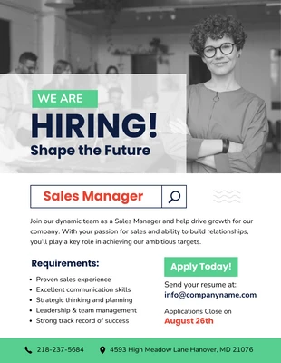 White and Green Sales Hiring Poster