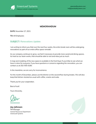 business  Template: Business Corporate Memo Letter