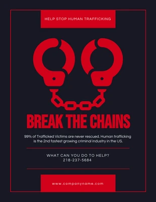 Free  Template: ملصق الاتجار بالبشر باللونين الأسود والأحمر