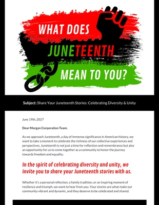 premium  Template: Juneteenth Email Newsletter for Employee Participation