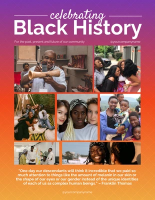 Free  Template: Gradient Orange and Purple Black History Month Community Poster